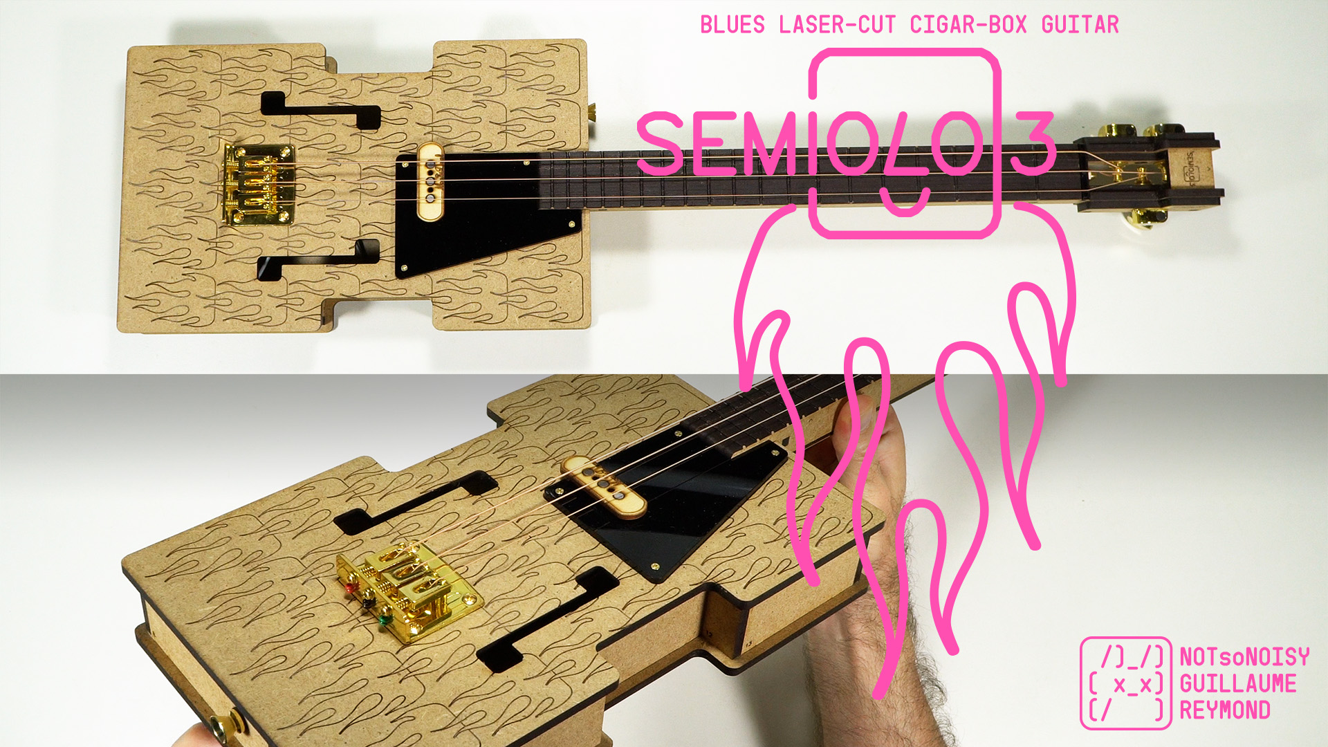 SEMIOLO3 laser cut cigar-box guitar